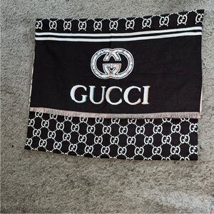 Gucci Brown and White Monogram Scarf Unisex
